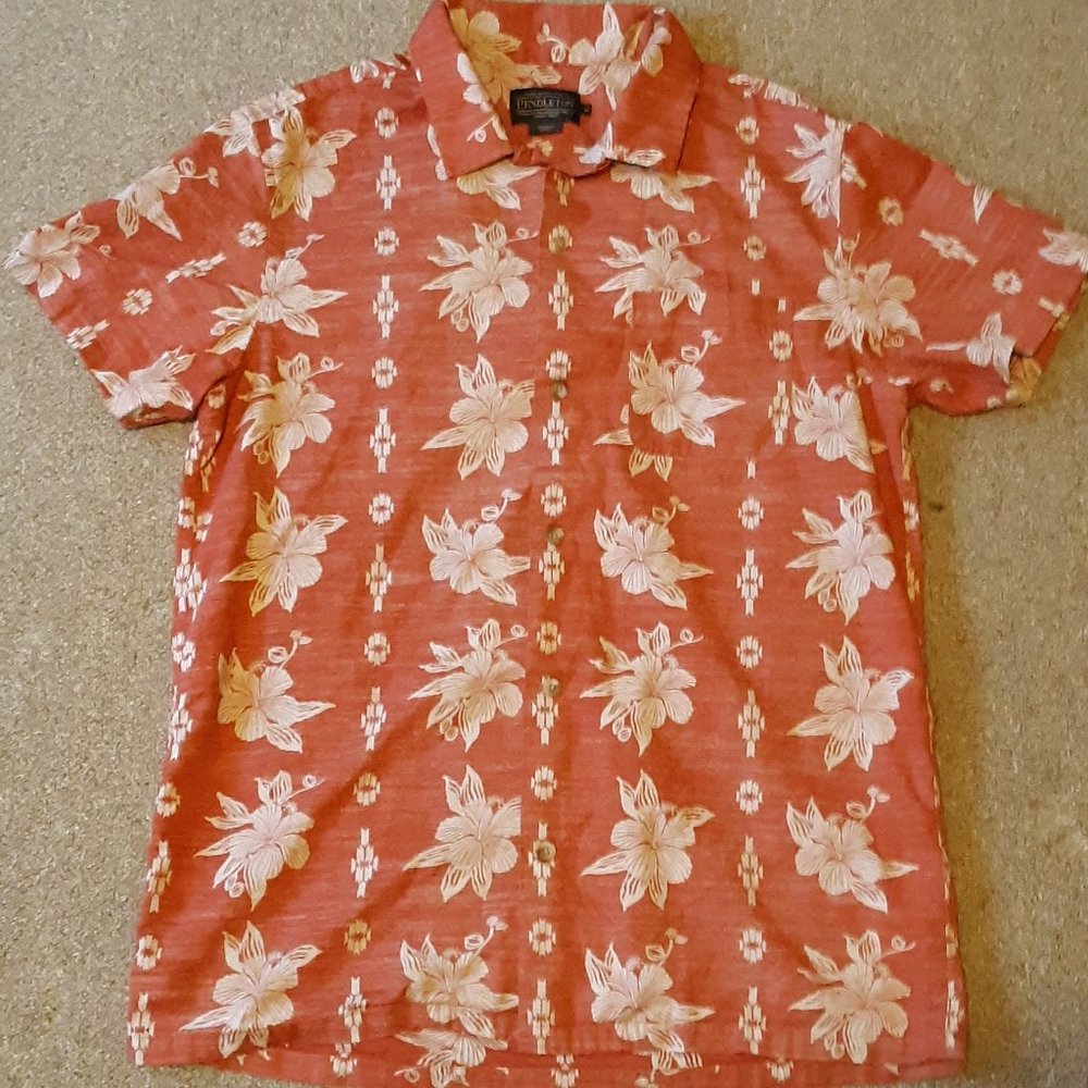 Pendleton Short Sleeve Aloha Shirt - Red Hibiscus